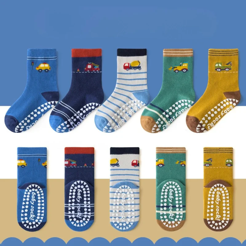 Pack Of 5 Pairs With Random Color Designs, Adding A Touch Of Fun And Vibrancy To Your Baby'S Outfits. Suitable For Boys And Girls: These Socks Are Designed For Babies Aged 12 Months To 24 Months, Making Them Perfect For Both Boys And Girls. Breathable and Comfortable: Made with 95% cotton and 5% spandex, these socks are soft, breathable, and perfect for all-day wear. Feature: Large Anti-Skid Grippers, Provides Better Anti-Slip Performance To Assured The Safety Of Your Toddlers. Six Different Kinds Of Carton Pattern Can Be Selected All In One Pocket, And The Super Cute Color Always Matches All Baby Clothes, No Matter Which Pair Of Socks Are Worn. Comfortable: Premium Breathable Cotton Blend Gives Bearbay Socks Excellent Air Permeability And Ductility As Well As Warmth. Hand Linked Seamless Smooth Toe And Reinforced “C” Heel As Well As No-Pinch Cuff Offering All Day Comfort, Breathability And Softness To Baby’S Foot. Non Slip Kids Toddler Socks with Grip, Assorted Prints, Socks for Babies to Toddlers, Anti Skid Socks, Crawling Socks with Grippers (colors and designs as per availibility) Large Anti-Skid Grippers, Provides Better Anti-Slip Performance To Assured The Safety Of Your Toddlers. Five Different Kinds Of Carton Pattern Can Be Selected All In One Pocket, And The Super Cute Color Always Matches All Baby Clothes, No Matter Which Pair Of Socks Are Worn. Ideal For Boys And Girls Aged 2 Years And Above. We Understand That Every Child Is Unique, So We Provide Multi-Age Options To Suit Their Growing Needs Make Your Baby's Feet Happy And Safe With Our High-Quality Socks. Order Now And Give Your Little One Gift. NON SLIP TODDLER SOCKS WITH GRIPPERS : The anti-skid grips of the bottom of our toddler socks cover almost the entire sole, prevent the the little girls and boys from slipping floors.Skibeaut toddler socks make it safer when your little one is crawling, walking or running in the hard wood floors or any smooth surfaces. PERFECT FOR All SEASON: High-quality SkiBeaut toddler socks are soft & breathable, and wearing our toddler socks will not make your child feel very cold in winter or very hot in summer. They can bring comprehensive foot protection to them all the year round. COMPLETE SIZE & COLOR: SKiBeaut toddler socks is for 1-3/3-5/5-7 years old boys & grils. 12 pairs of packaging toddler grips socks allows your little one to always have clean non slip socks for kids to replace and keep their feet clean.A variety of colors will certainly make it easy for you to match them with all kinds of good-looking clothes. HIGH QUALITY CLOSE SKIN: SkiBeaut toddler grips socks have strict quality testing, and the soft cotton is comfortable for toddler crawling while ensuring the health and safety of them.Our grips boys girls socks will avoid causing friction between baby’s feet and shoes and injuring them. AWESOME DETAIL DESIGN:Tight the appropriate toddler & kids socks, no sense of restraint, give the kids a comfortable wearing experience. Joint bone-free suture does not grind feet, take care of the toddler’s little feet. The reasonable design toddler socks fit the heel, the heel point is more wear-resistant.
